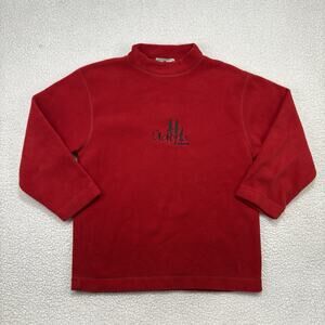 Vintage Victoria Canada Attraction Mock Neck Fleece Sweatshirt Red M Embroidered